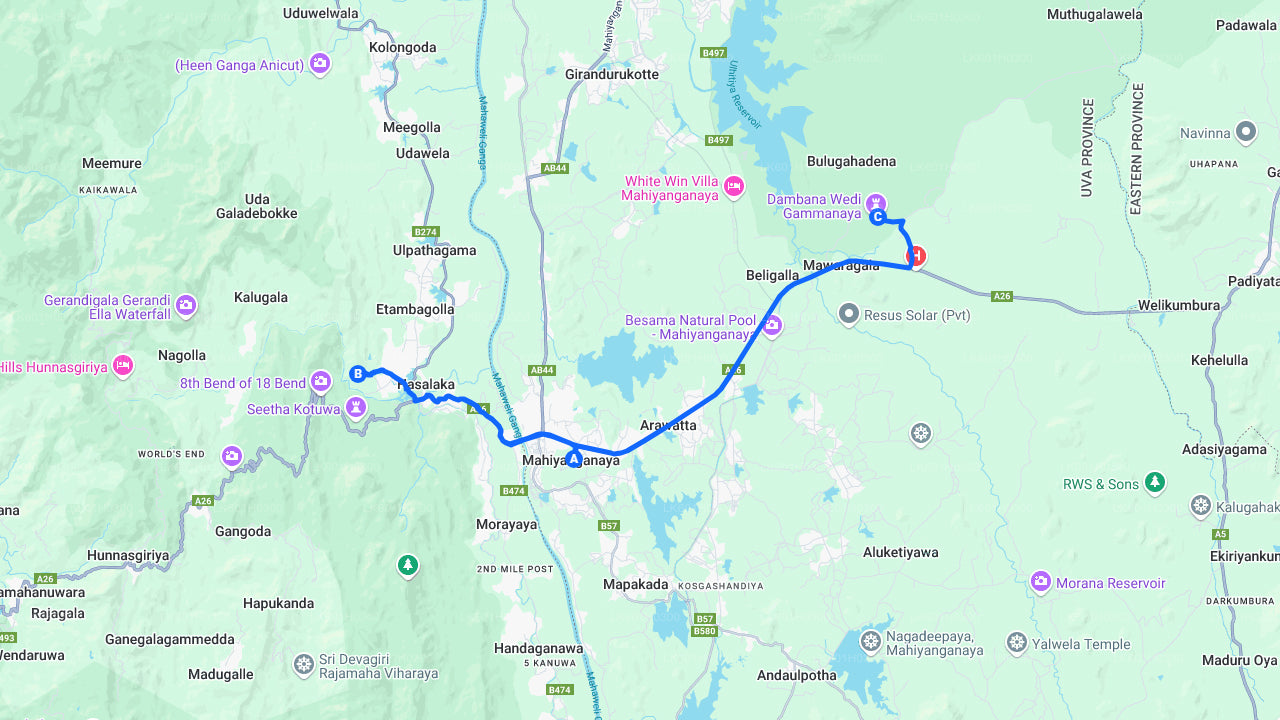 マヒヤンガナヤ発の滝ハイキングと村体験