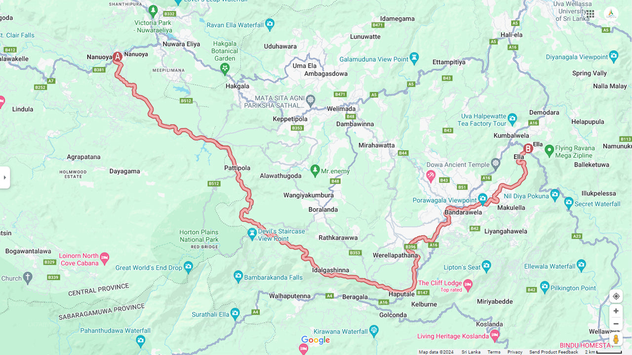 ナヌ・オヤからエラまで電車で移動(列車番号:1005「ポディ・メニケ」)