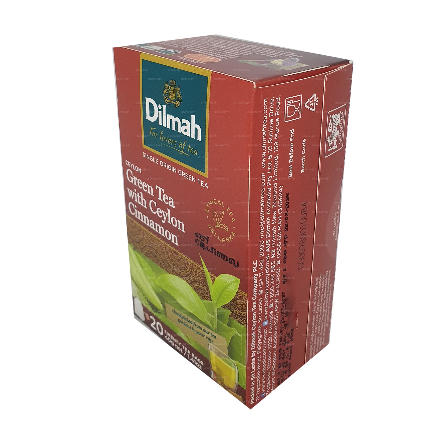 Dilmah セイロングリーンティーとセイロンシナモン (40g) 20ティーバッグ
