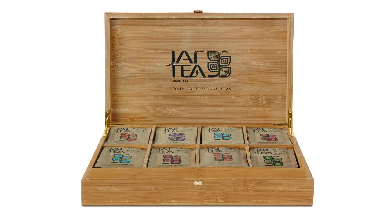 Jaf Tea 8コンパートメント竹製プレゼンターホイルエンベロープ付きティーバッグ (160g)