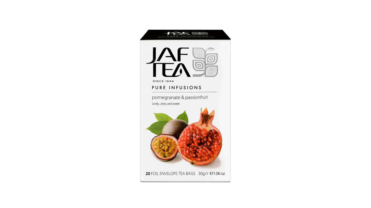 Jaf Tea Pure Infusions Collection ザクロ&パッションフルーツ ホイルエンベロープ ティーバッグ (30g)