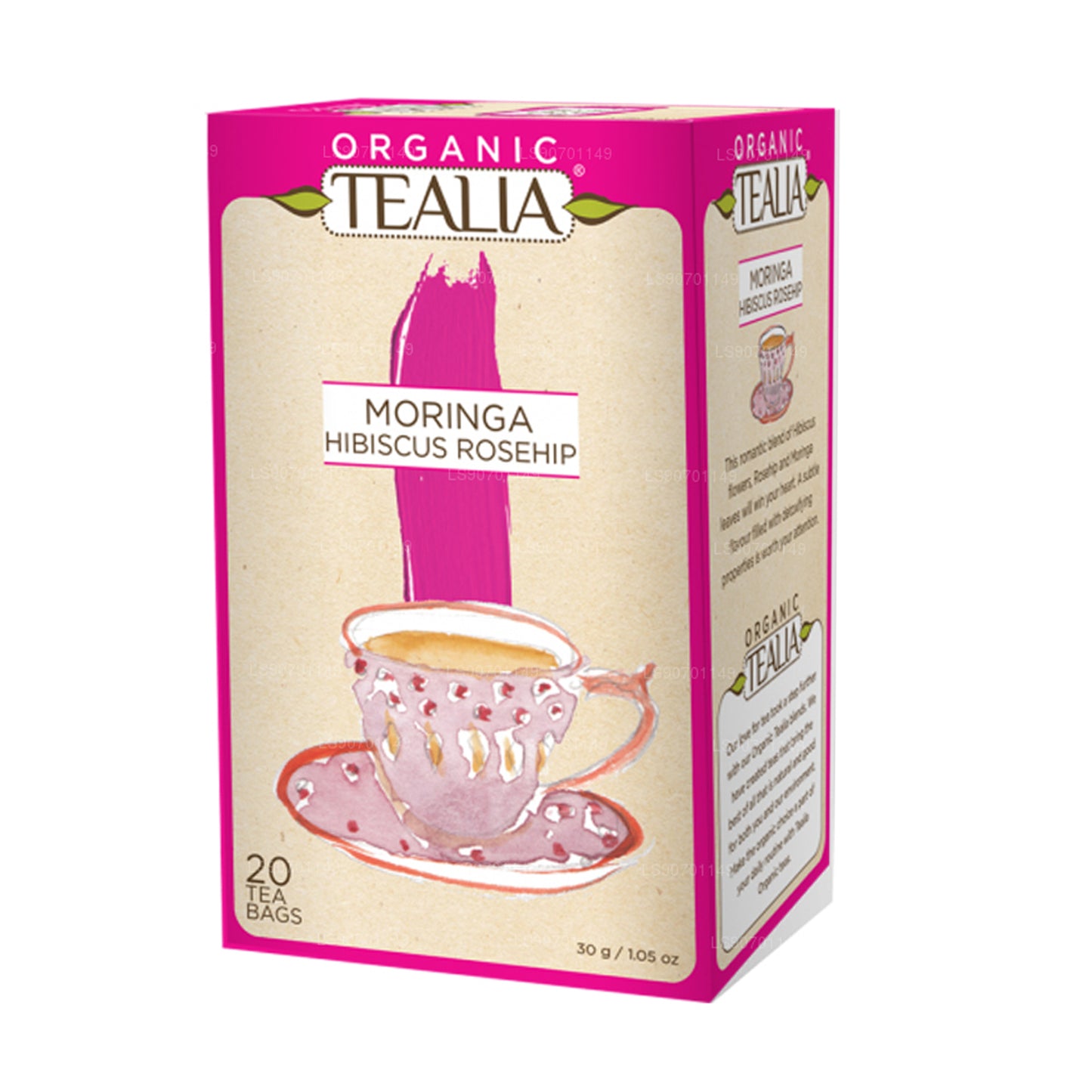 Tealia オーガニック モリンガ ハイビスカス ローズヒップ - 封筒型ティーバッグ 20 袋 (30g)
