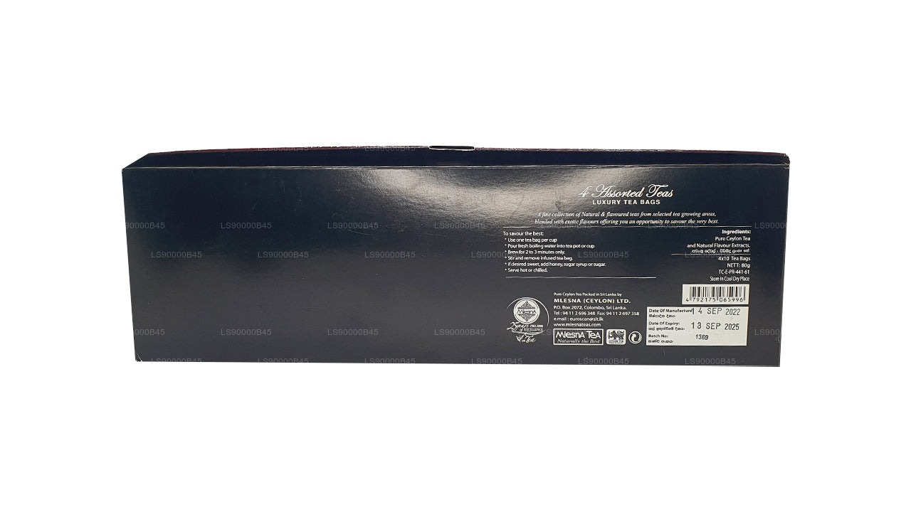 ムレスナ センセーションズ 4 フレーバー アソート ラグジュアリー ホイル ティーバッグ (80g)