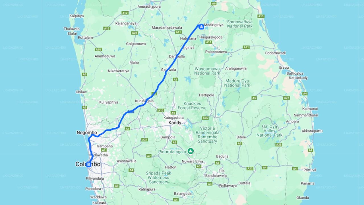 Gal Oya City to Colombo City Private Transfer