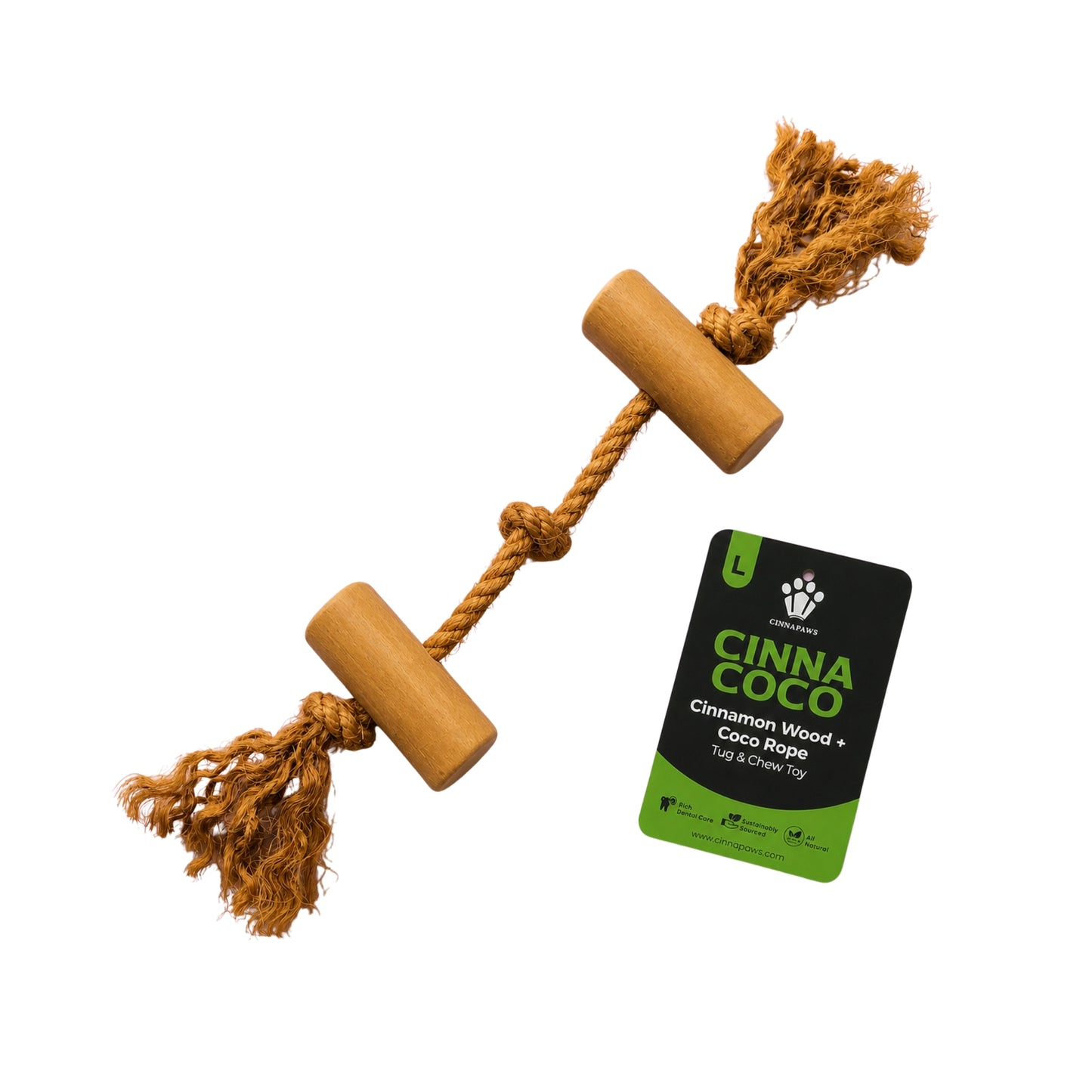 Cinnapaws Cinnacoco Cinnamon Wood with Coco Rope Tug & Chew Toy