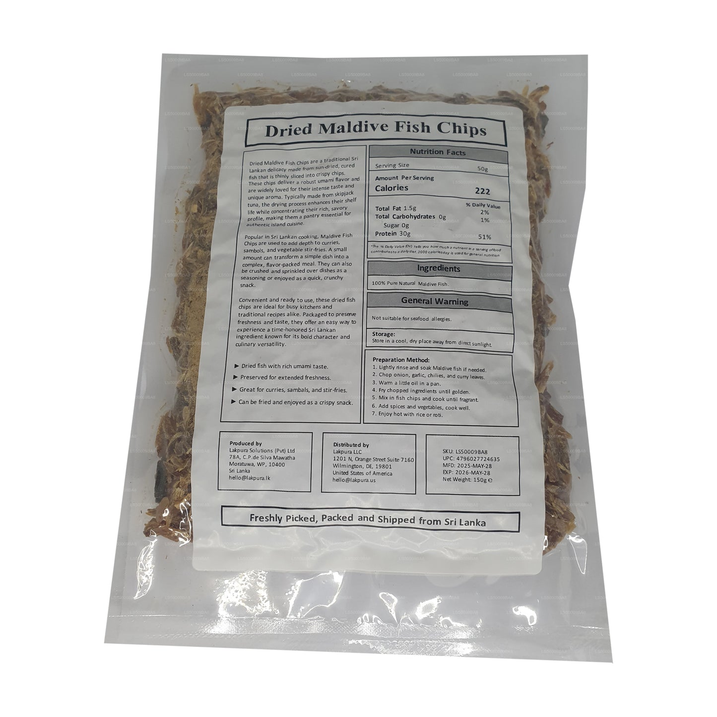 ラクプラモルディブフィッシュチップス (150g) パック