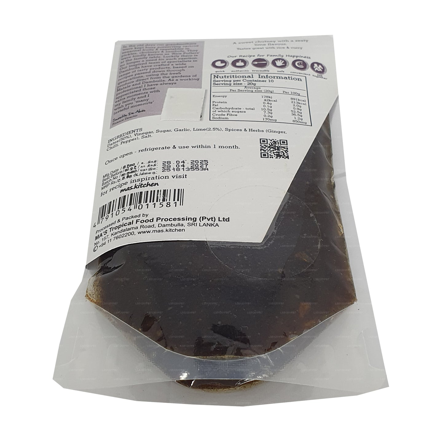 MA's キッチンデイト & ライムチャツネ (200g)