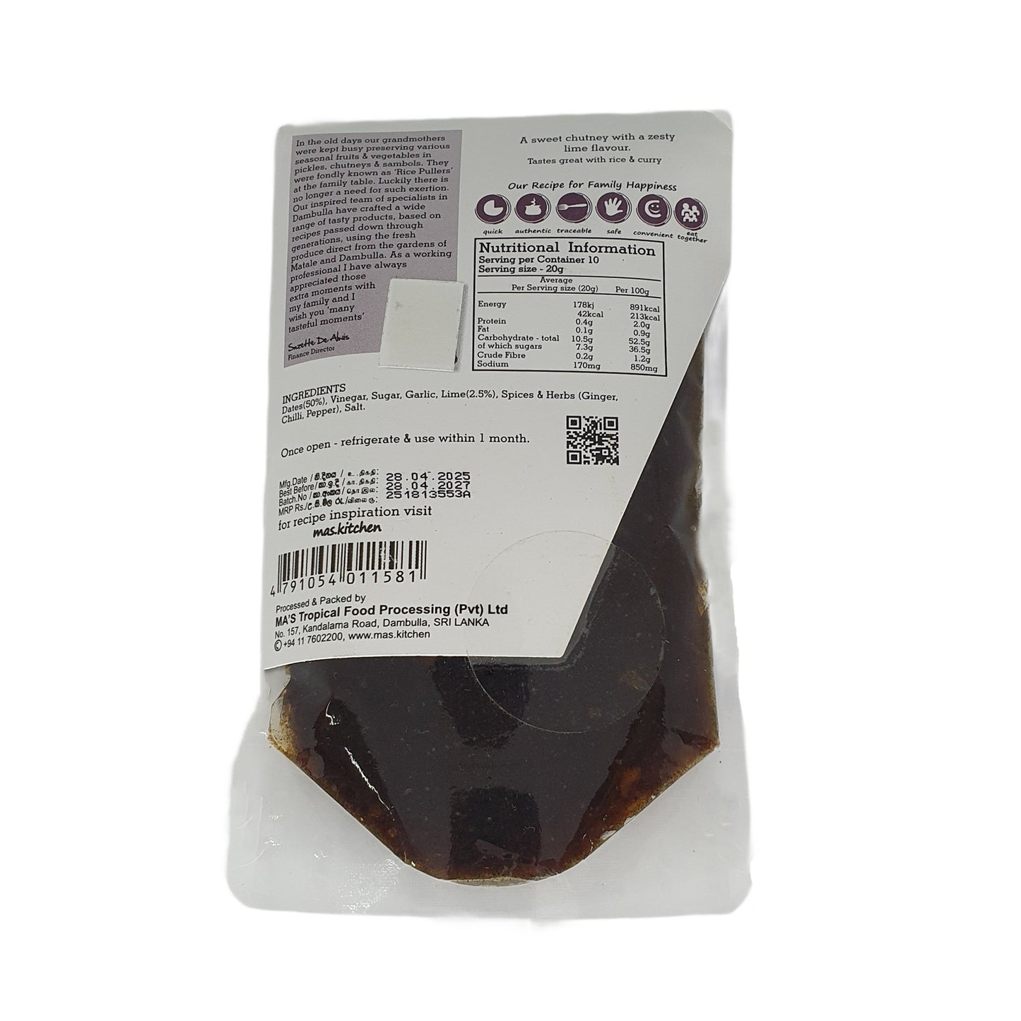 MA's キッチンデイト & ライムチャツネ (200g)