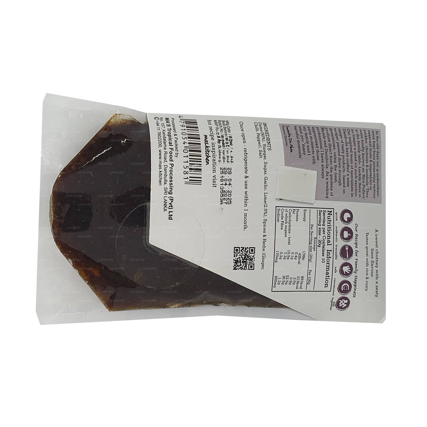 MA's キッチンデイト & ライムチャツネ (200g)