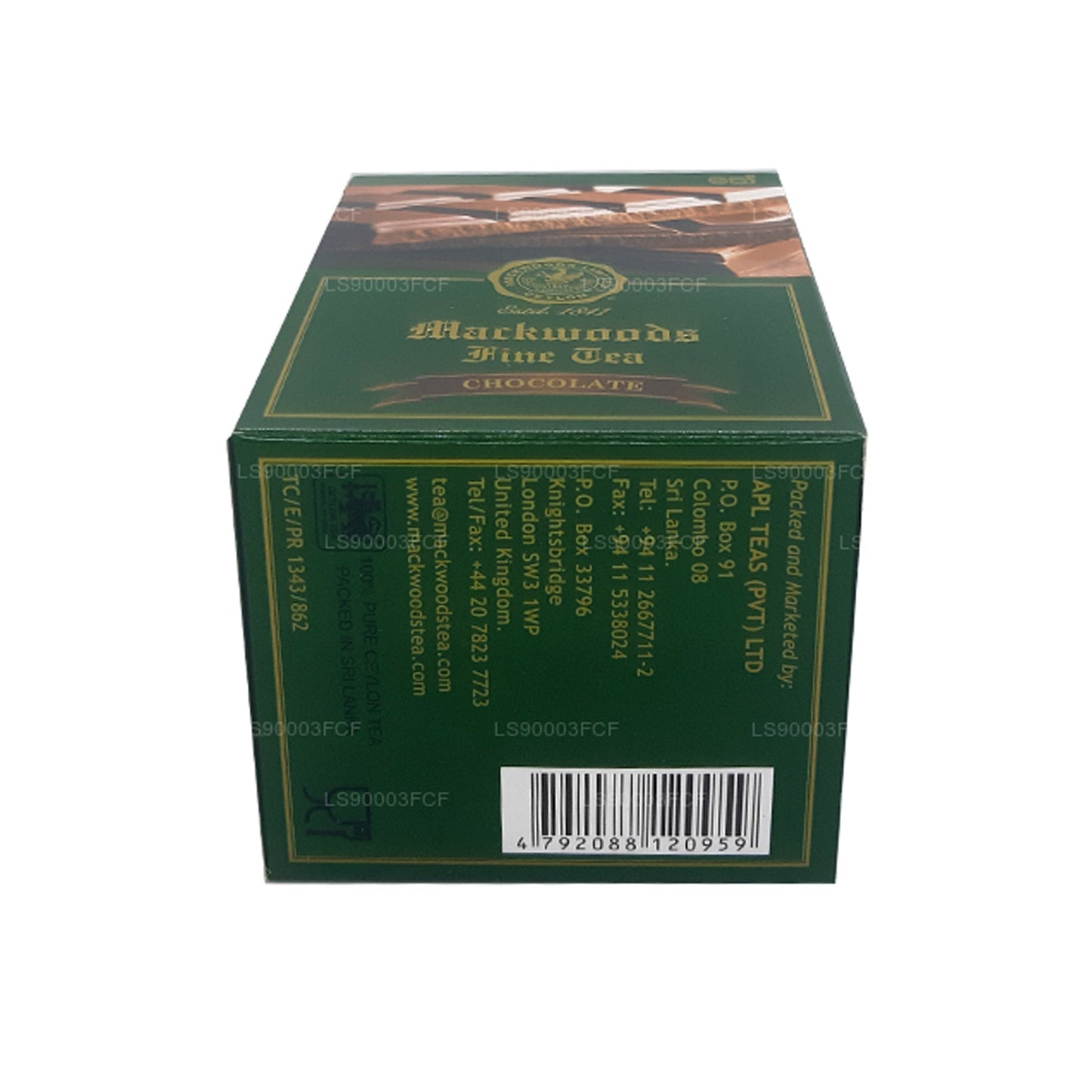 Mackwoods シングルエステートチョコレートフレーバーセイロンブラックティー (50g) 25ティーバッグ