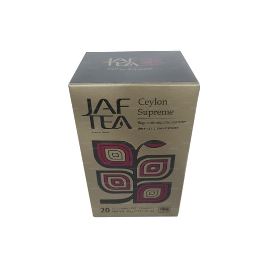 Jaf Tea クラシックゴールドコレクションセイロンスプリームホイルエンベロープティーバッグ (40g)