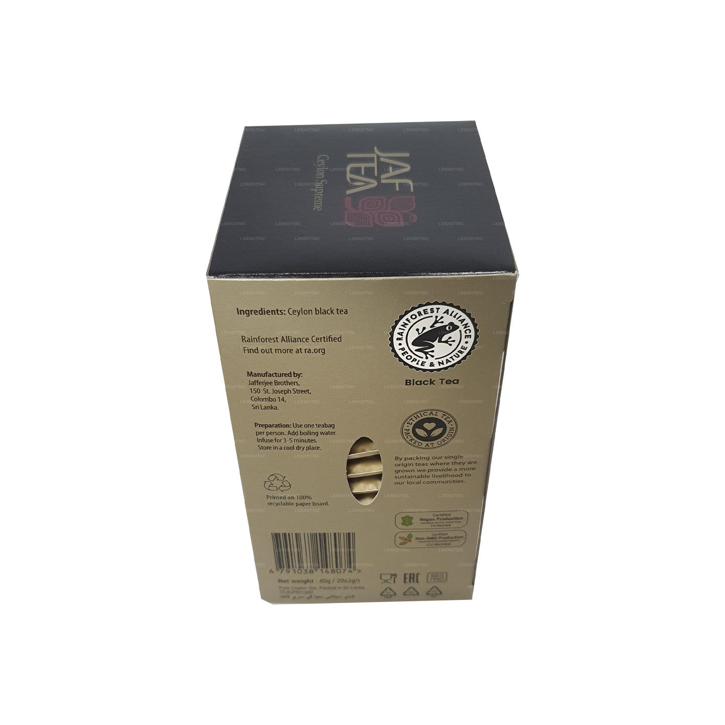 Jaf Tea クラシックゴールドコレクションセイロンスプリームホイルエンベロープティーバッグ (40g)