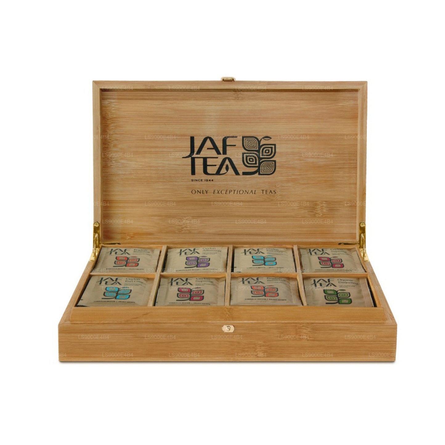 Jaf Tea 8コンパートメント竹製プレゼンターホイルエンベロープ付きティーバッグ (160g)