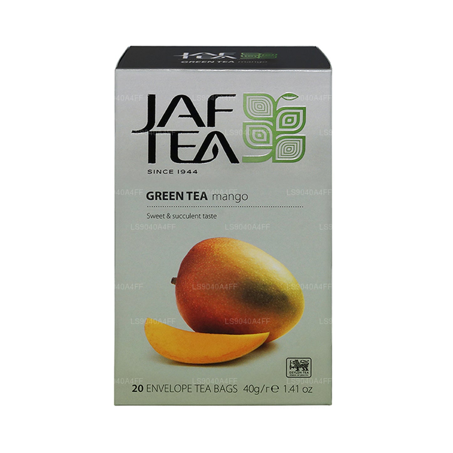 Jaf Tea ピュアグリーンコレクショングリーンティーマンゴーホイルエンベロープティーバッグ (40g)