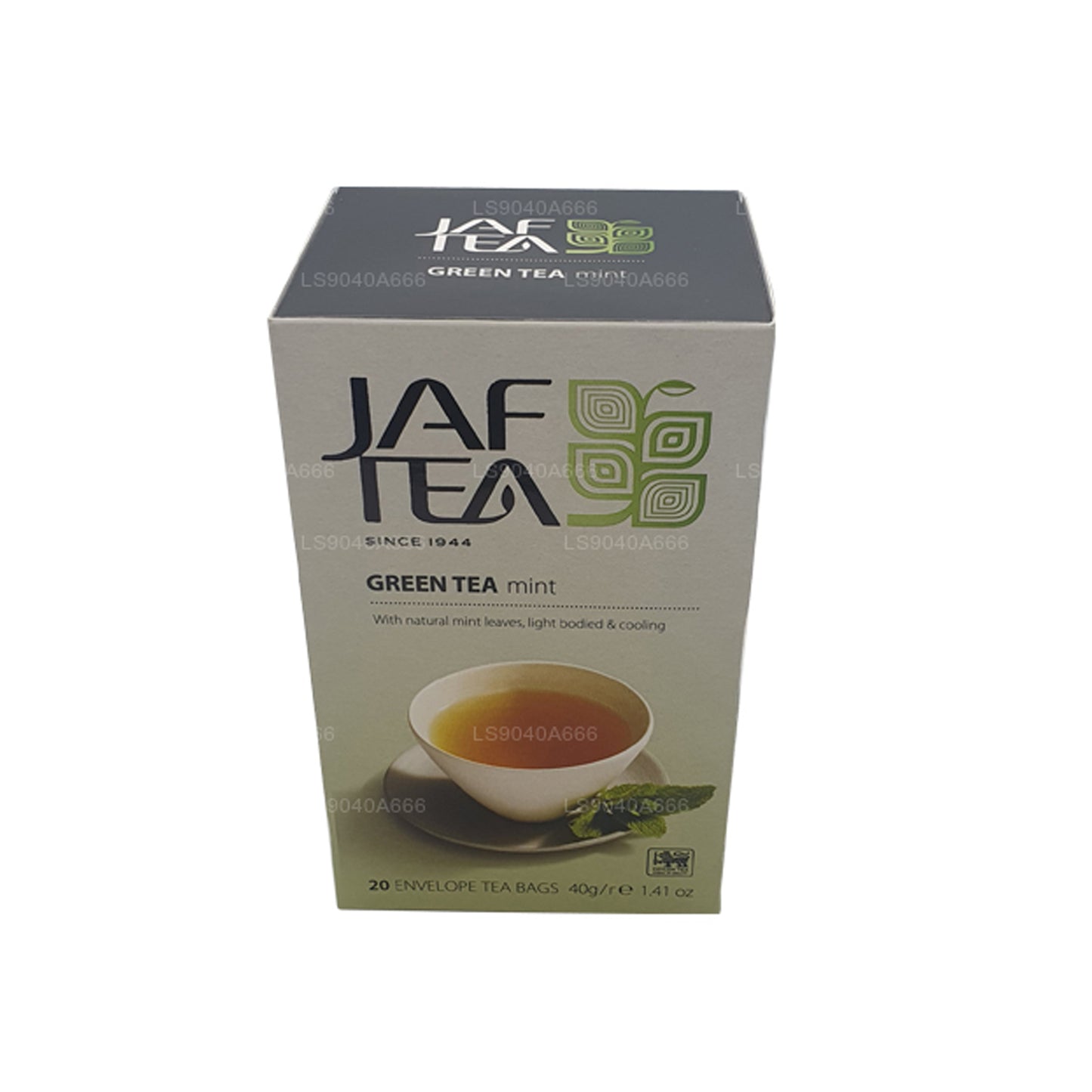 Jaf Tea ピュアグリーンコレクショングリーンティーミントフォイルエンベロープティーバッグ (40g)