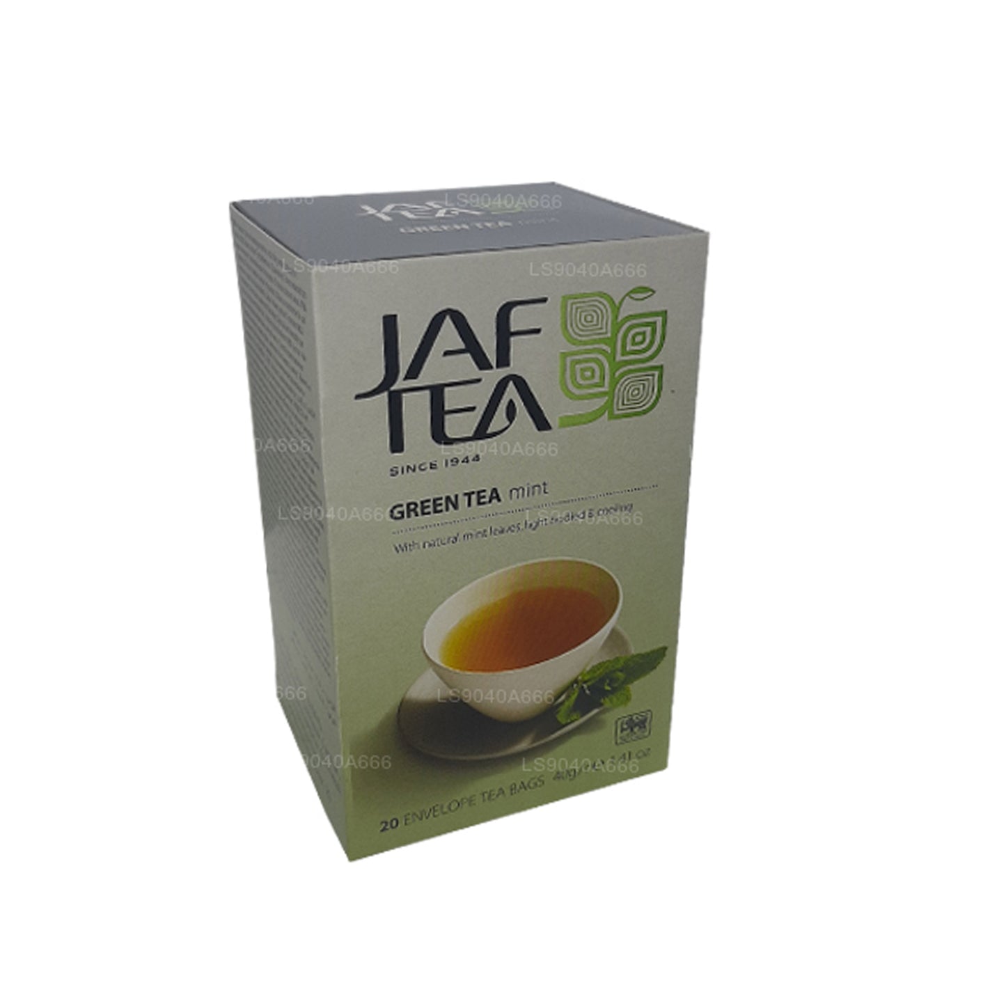 Jaf Tea ピュアグリーンコレクショングリーンティーミントフォイルエンベロープティーバッグ (40g)