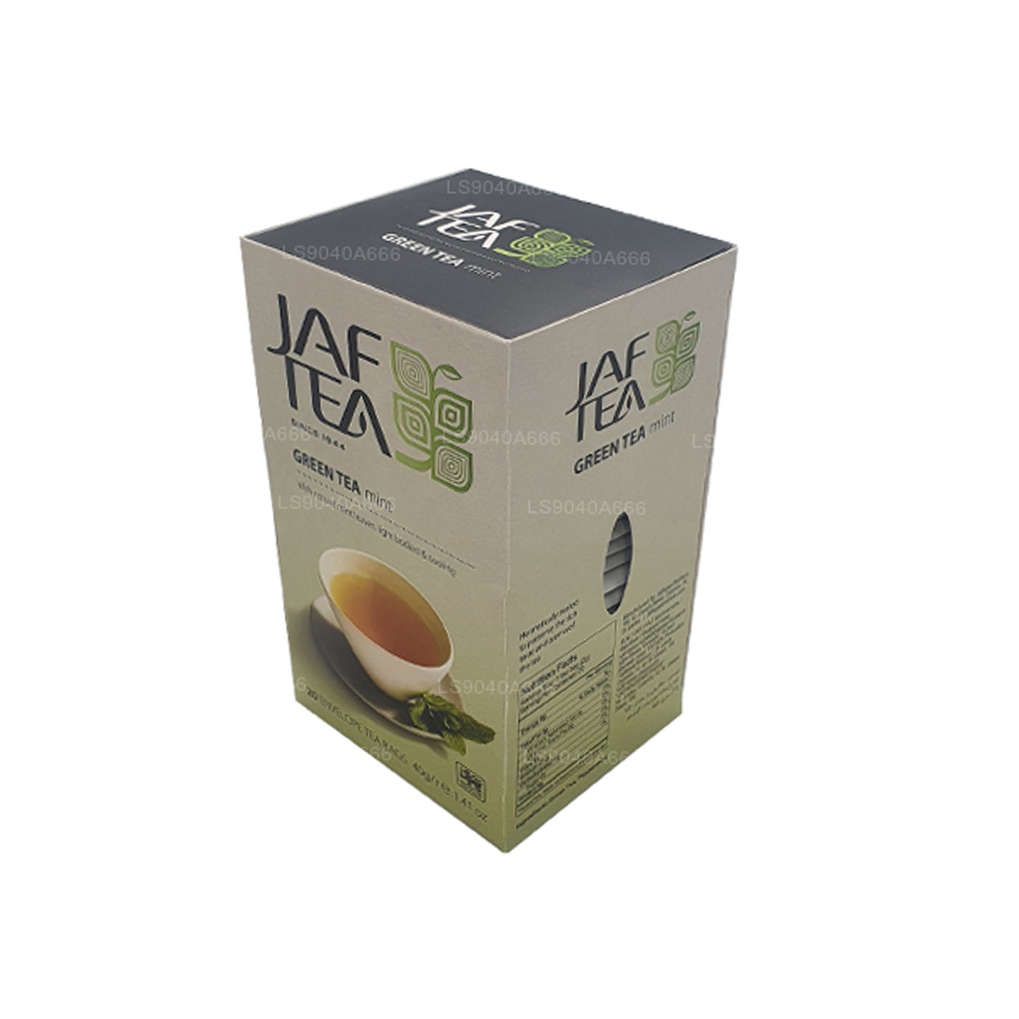 Jaf Tea ピュアグリーンコレクショングリーンティーミントフォイルエンベロープティーバッグ (40g)