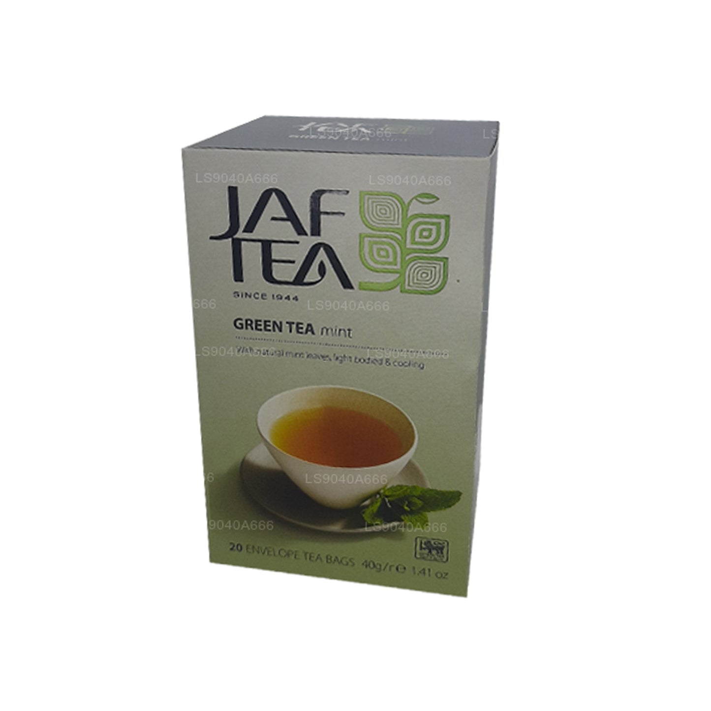 Jaf Tea ピュアグリーンコレクショングリーンティーミントフォイルエンベロープティーバッグ (40g)