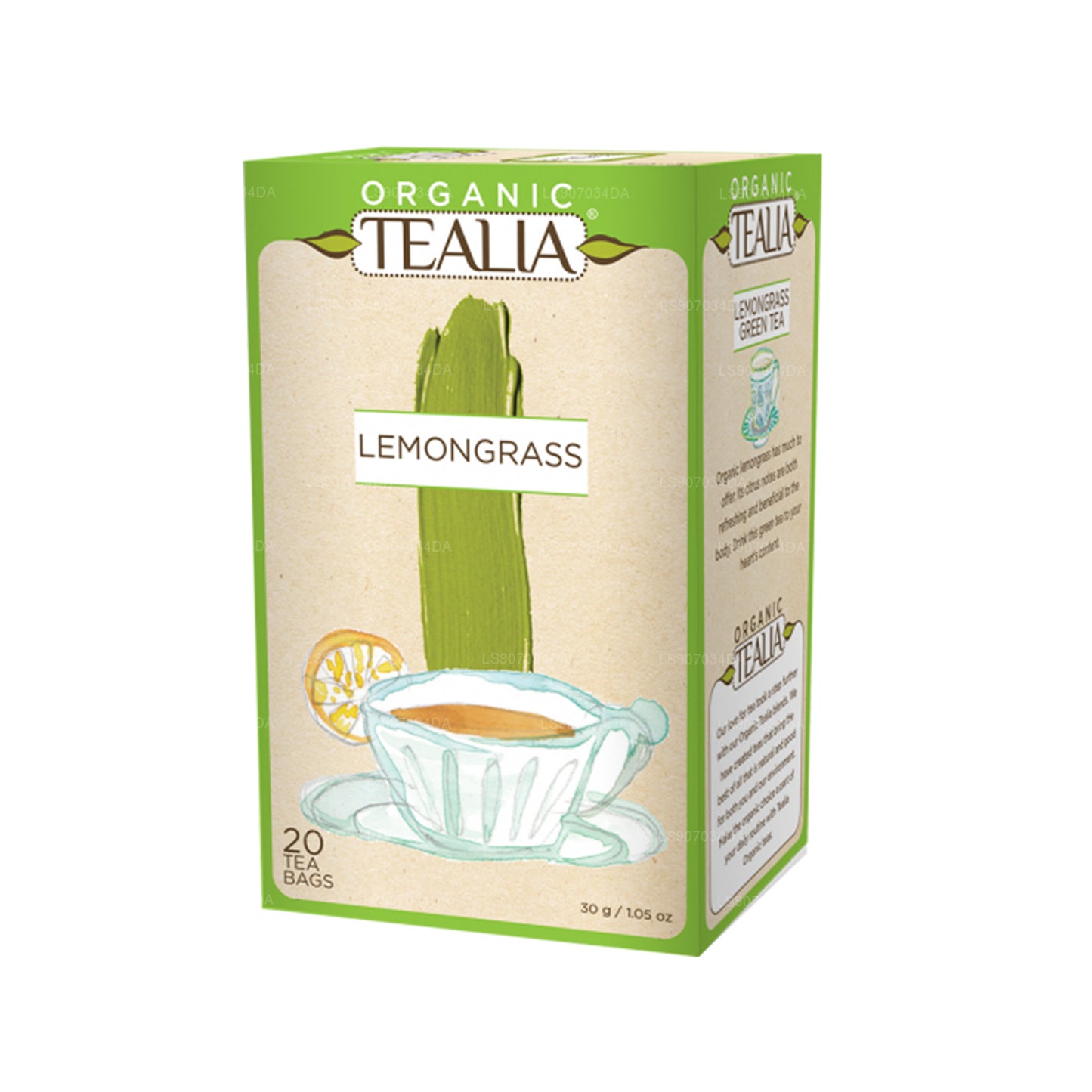 Tealia オーガニック レモングラス - エンベロープ ティーバッグ 20 袋 (30g)