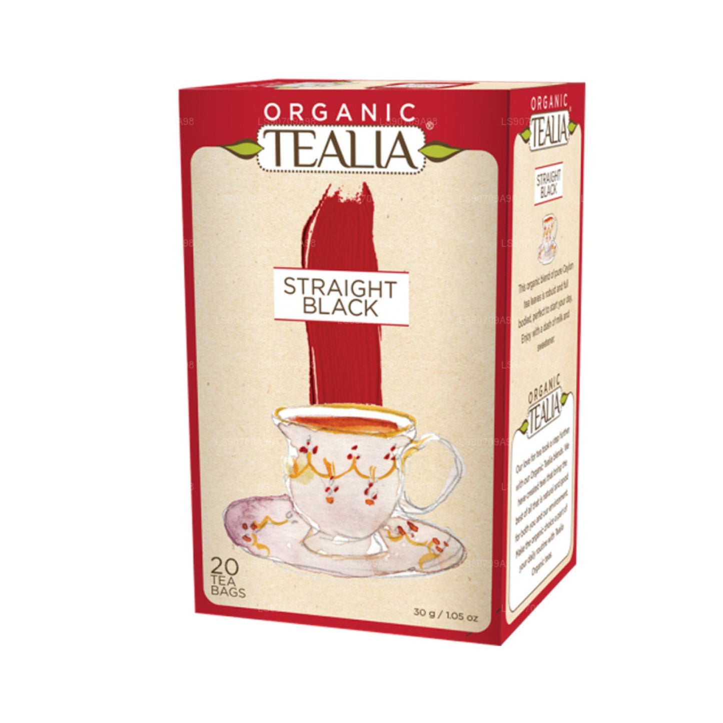 Tealia ジンジャー入り有機紅茶 - 封筒型ティーバッグ 20 袋 (30g)