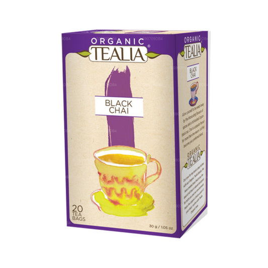 Tealia オーガニック ブラックチャイ - 封筒型ティーバッグ 20 袋 (40g)