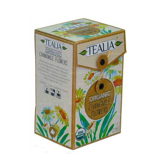 Tealia オーガニック カモミールフラワー - ピラミッド注入バッグ 20 袋 (40g)