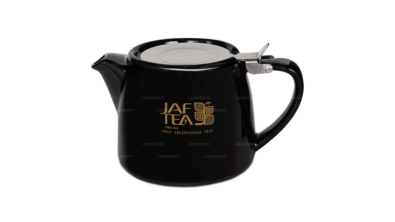 Jaf Tea ハイグロスブラックスタンプタイプ磁器ティーポットステンレススチールインフューザー付き