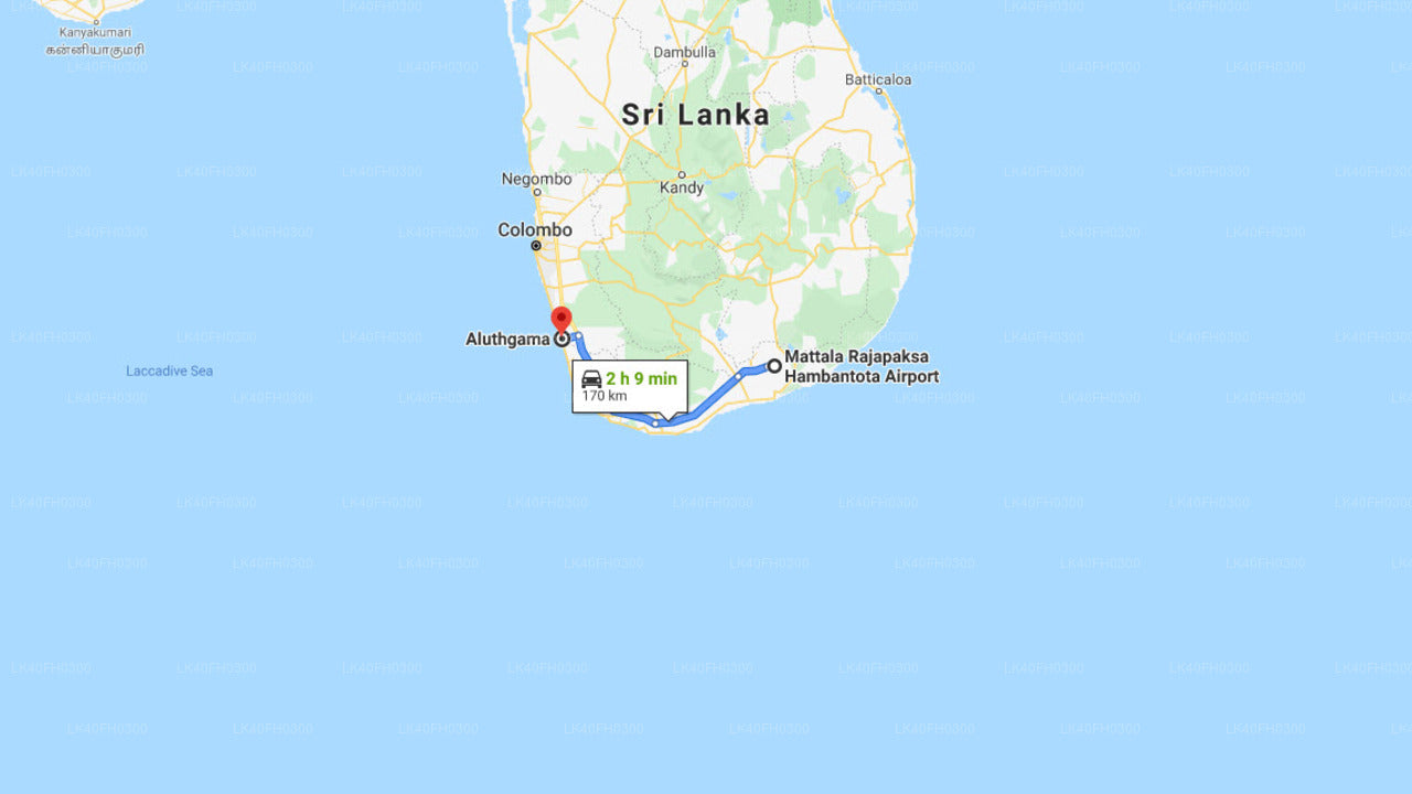 Mattala Airport (HRI) to Aluthgama City Private Transfer