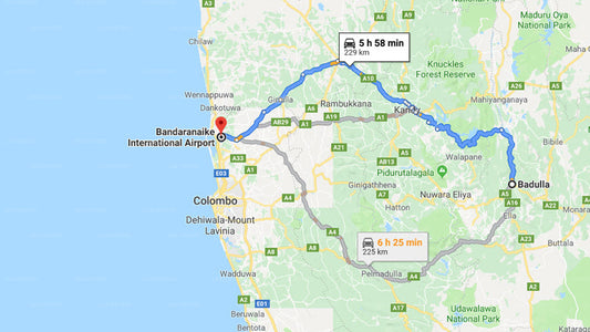 バドゥッラ市からコロンボ空港（CMB）へのプライベート送迎