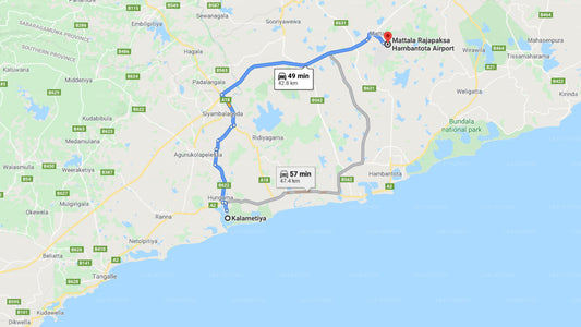 カラメティヤ市からマッタラ空港（HRI）へのプライベート送迎