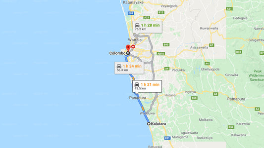 カルタラ市からコロンボ市へのプライベート送迎