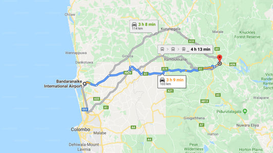 キャンディのアマヤによるコロンボ空港 (CMB) とフナス滝間の送迎