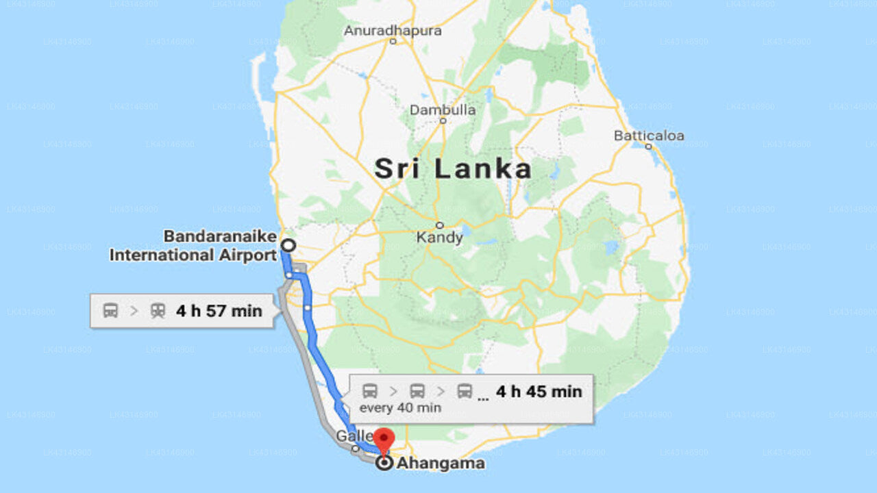 コロンボ空港 (CMB) とインディッシュ、アハンガマ間の送迎