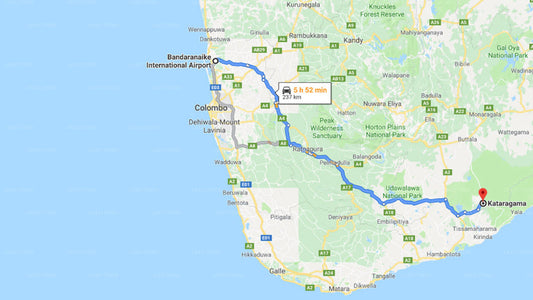 コロンボ空港 (CMB) とカタラガマのウェラッサ リゾート間の送迎