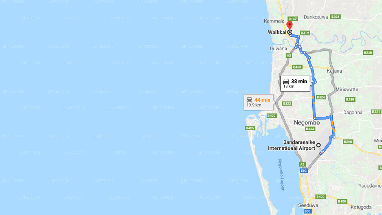 コロンボ空港 (CMB) とワイッカルのスリヤ リゾート間の送迎