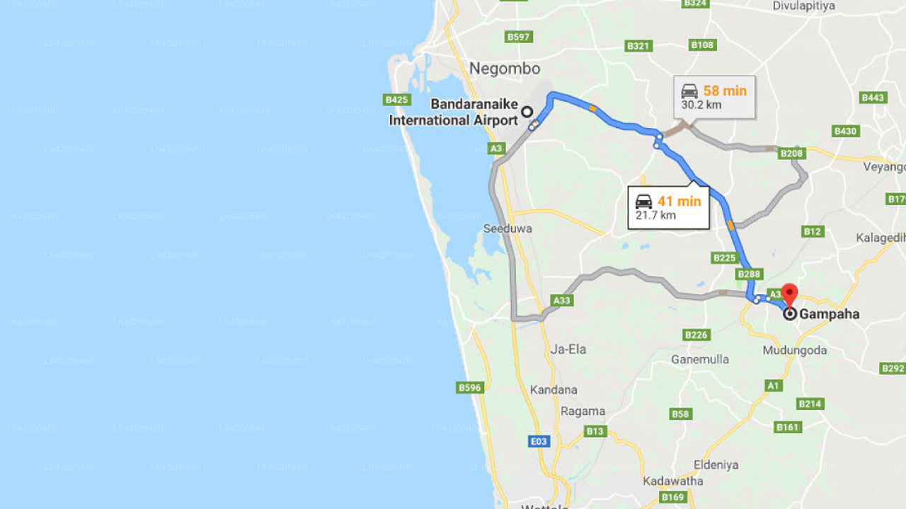 コロンボ空港 (CMB) とアンティエッカ空港間の送迎 ホワイト ヴィラ、ガンパハ