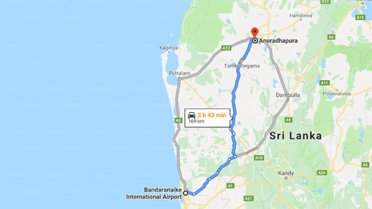コロンボ空港 (CMB) とカジャンの聖地、アヌラーダプラ間の送迎