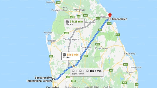 コロンボ空港 (CMB) とトリンコマリーのシラ カバナ間の送迎