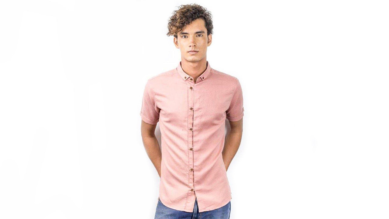 リネンコットン半袖シャツ